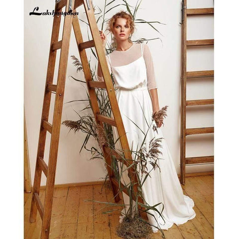 NumberSea Brautkleid mit Puffärmeln in Weiß und Elfenbein