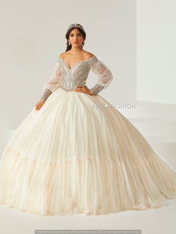 Vestido de quinceanera com mangas abalonadas da House of Wu 26012