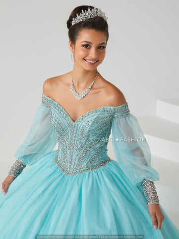 Vestido de quinceanera com mangas abalonadas da House of Wu 26012