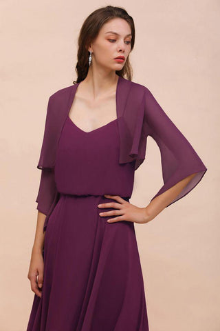 Lila Brautjungfernkleid mit Wickeln Spaghettiträgern Bodenlanges Freizeitkleid