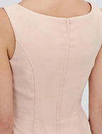 Vestido de mãe da noiva de duas peças, estilo coluna, plus size, elegante, com casaco, manga comprida, decote redondo, comprimento chá, chiffon, faixa/fita, pregas, missangas