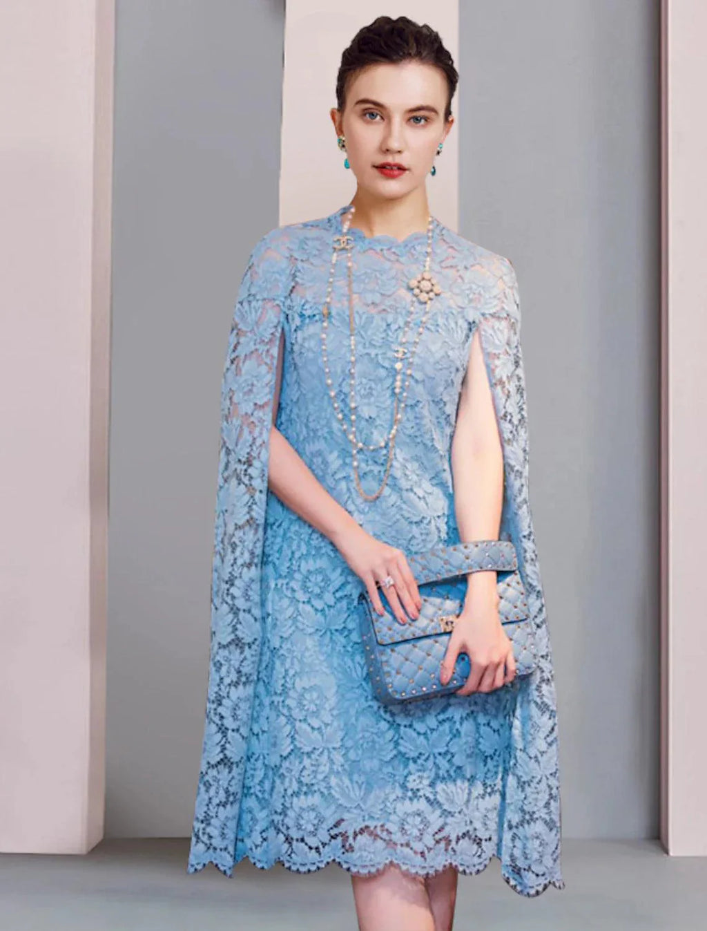 Etuikleid/Säulenkleid für die Brautmutter, formelle Hochzeitsgastparty, elegant, Rundhalsausschnitt, kurz/Mini, Spitze, ärmellos mit Volltonfarbe