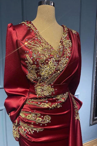 Rote Abendkleider mit Ärmeln elegante bodenlange Ballkleider
