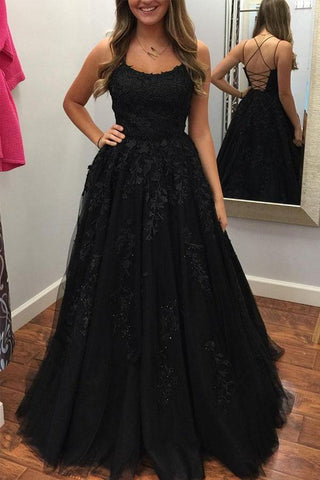 Spaghettiträger Tüll Spitzenapplikationen Rotes langes Ballkleid PSK048 