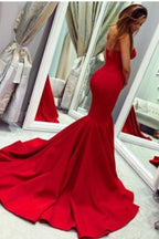 Red Sweetheart Mermaid Long Satin Evening Dress