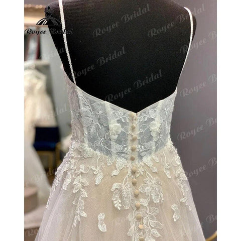 Robe longue Spitze Hochzeit Kleid mit V Ausschnitt 2024 Spaghetti-trägern Brautkleid Backless vestido de novia NumberSea Elegnat 
