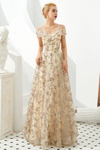 Romantisches Blumenkleid mit kurzen Ärmeln, A-Linie, für Frühling, Abendparty, bodenlanges Tanzkleid