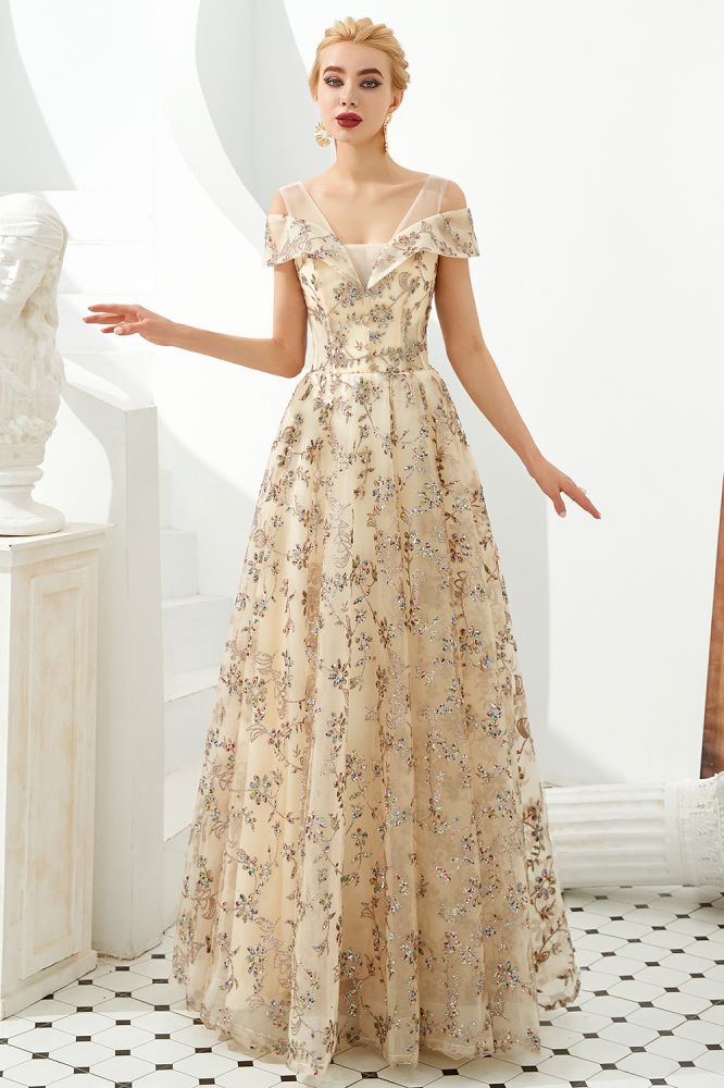 Romantisches Blumenkleid mit kurzen Ärmeln, A-Linie, für Frühling, Abendparty, bodenlanges Tanzkleid