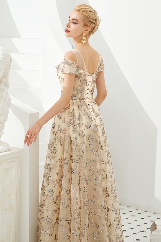 Romantisches Blumenkleid mit kurzen Ärmeln, A-Linie, für Frühling, Abendparty, bodenlanges Tanzkleid