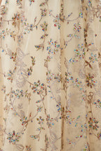 Romantisches Blumenkleid mit kurzen Ärmeln, A-Linie, für Frühling, Abendparty, bodenlanges Tanzkleid