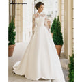 NumberSea Robes de mariée romantiques en dentelle décolleté en V ligne A fente haute
