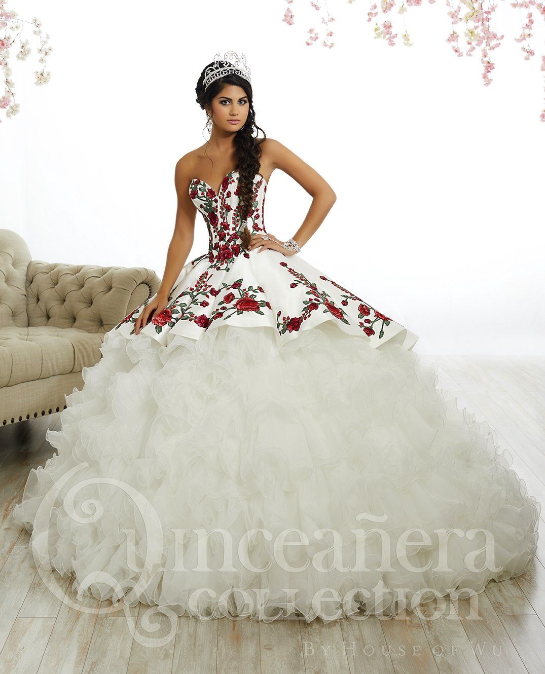 Rose Charro Quinceanera Dress by House of Wu 26892