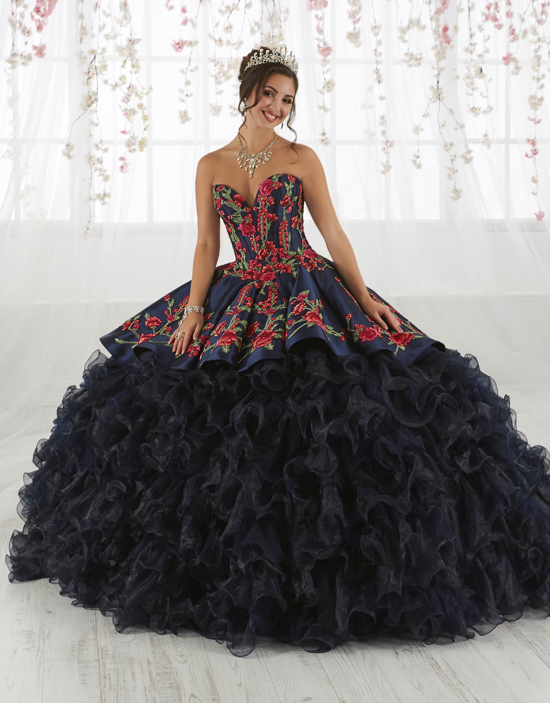 Rose Charro Quinceanera Dress by House of Wu 26892