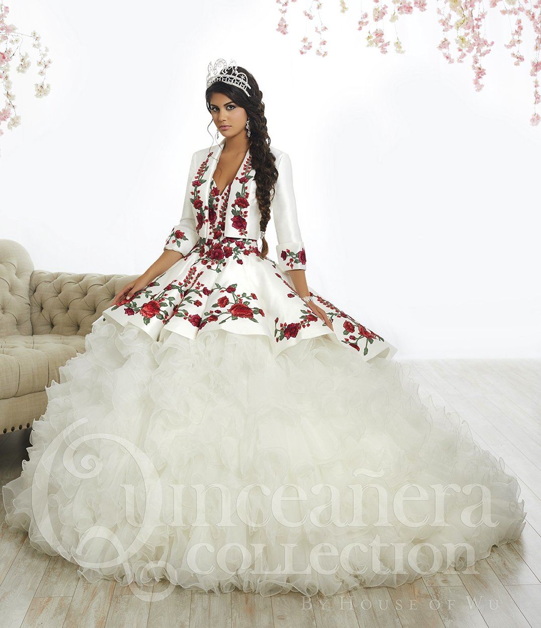 Rose Charro Quinceanera Dress by House of Wu 26892