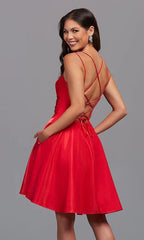 Vestido Corto Brillante para el Baile de Graduación con Bolsillos SYH15