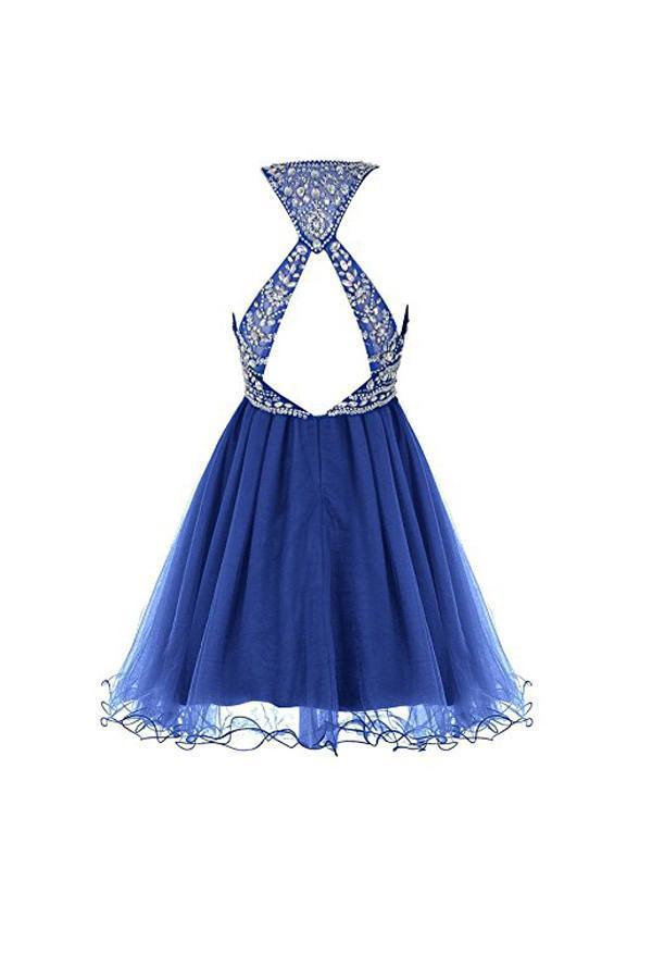Vestidos de Tul Real Azul para el Baile de Regreso a Casa 2016 Vestidos Cortos de Gala PG045