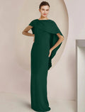 Etuikleid/Säulenkleid für die Mutter der Braut, formeller Hochzeitsgast, elegant, U-Ausschnitt, bodenlang, Stretch-Stoff, ärmellos, mit Schlitz vorne