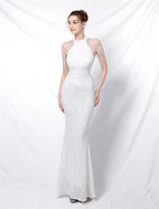Mermaid / Trumpet Prom Dresses Sparkle & Shine Dress Formal Wedding Guest Floor Length Sleeveless Halter Neck Sequined with Sequin