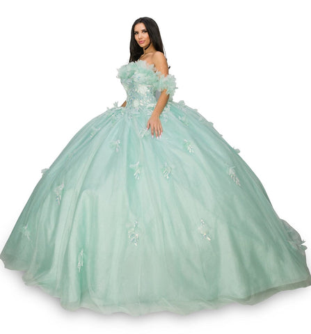 Ballkleid mit Rüschenmieder und schulterfreiem Oberteil von Cinderella Couture 8065J