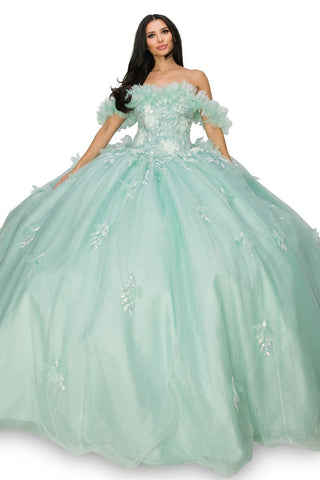 Ballkleid mit Rüschenmieder und schulterfreiem Oberteil von Cinderella Couture 8065J