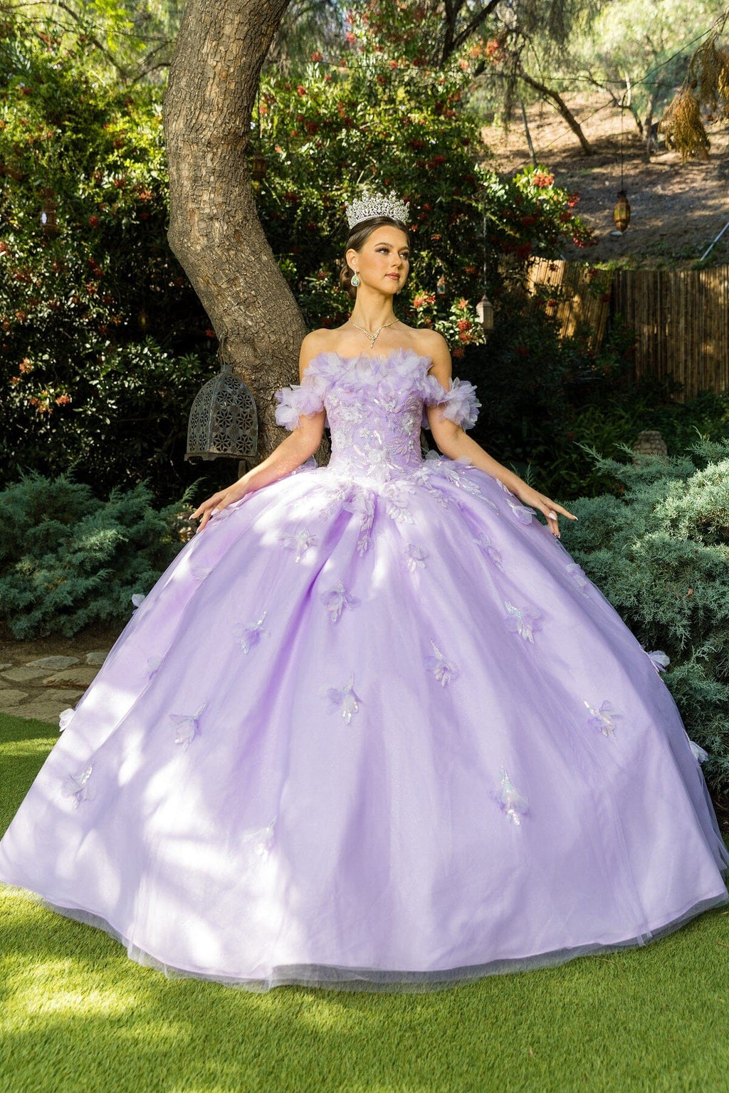 Ruffled Bodice Off Shoulder Ball Gown by Cinderella Couture 8065J