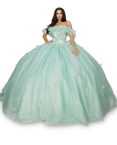 Ballkleid mit Rüschenmieder und schulterfreiem Oberteil von Cinderella Couture 8065J