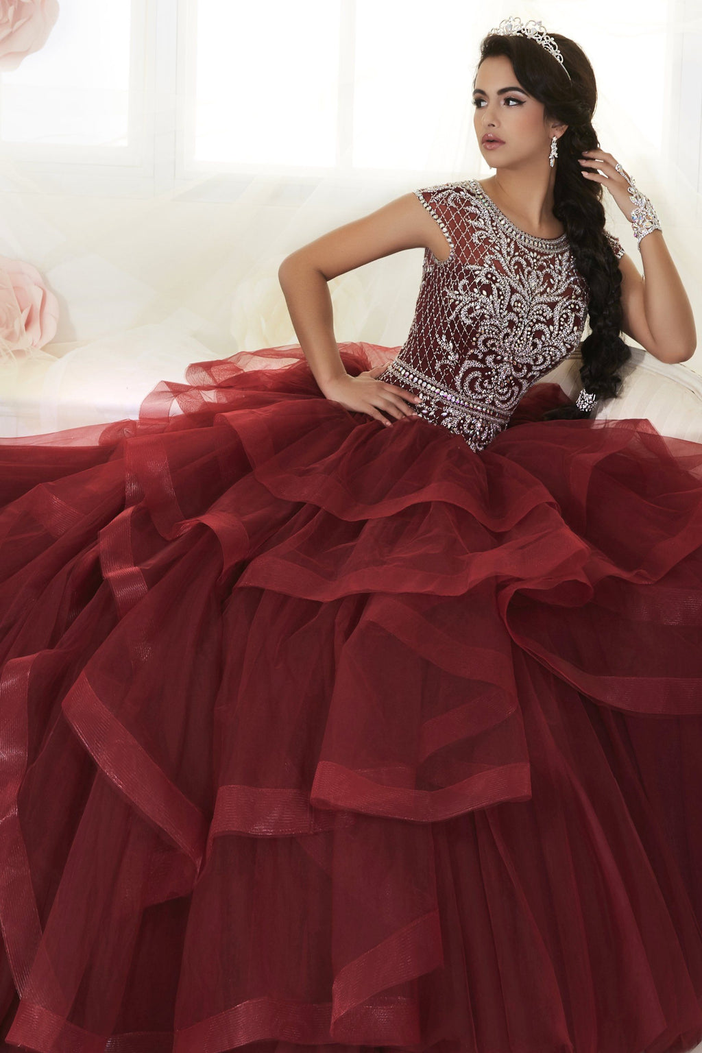 Ruffled Cap Sleeve Quinceanera Dress by House of Wu 26886