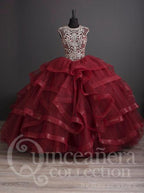 Ruffled Cap Sleeve Quinceanera Dress by House of Wu 26886