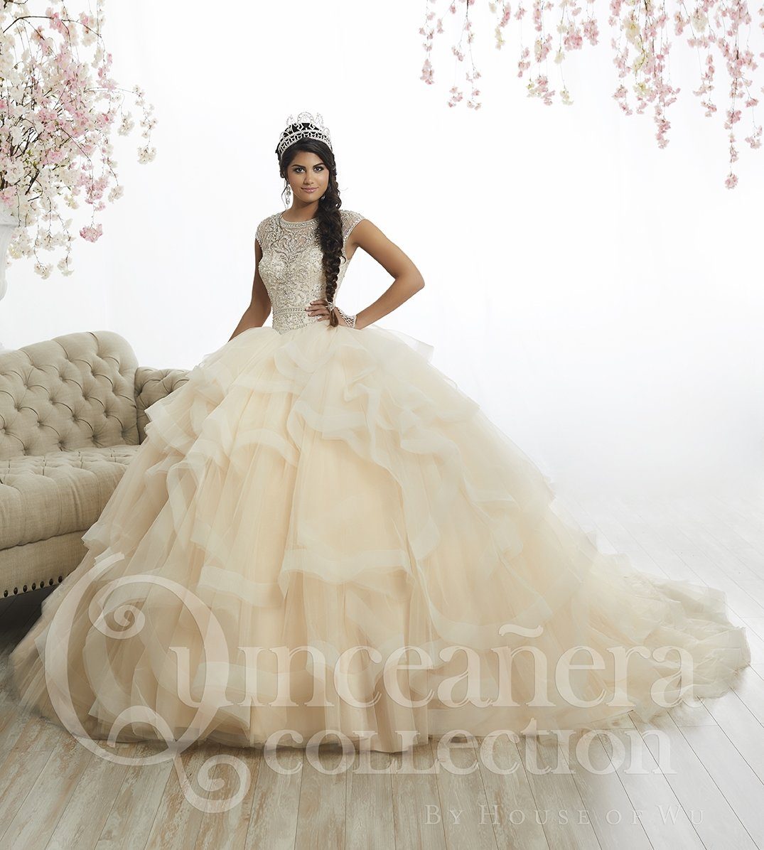 Ruffled Cap Sleeve Quinceanera Dress by House of Wu 26886