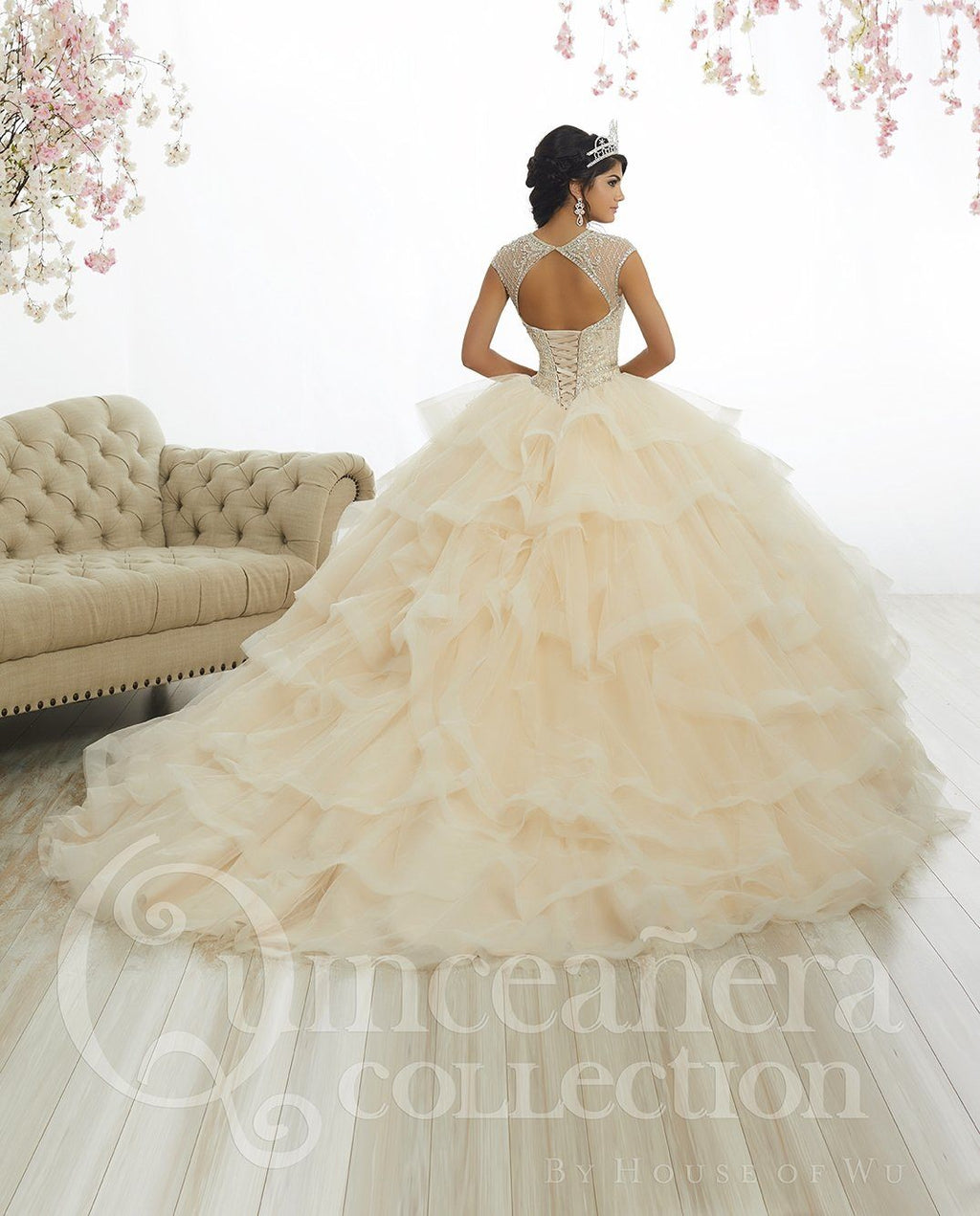 Ruffled Cap Sleeve Quinceanera Dress by House of Wu 26886