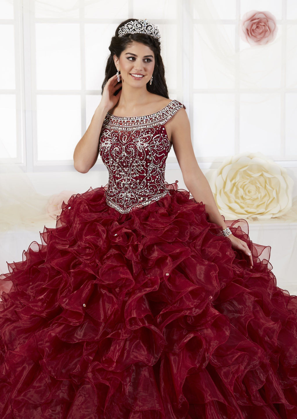 Ruffled Cap Sleeve Quinceanera Dress by House of Wu 26897
