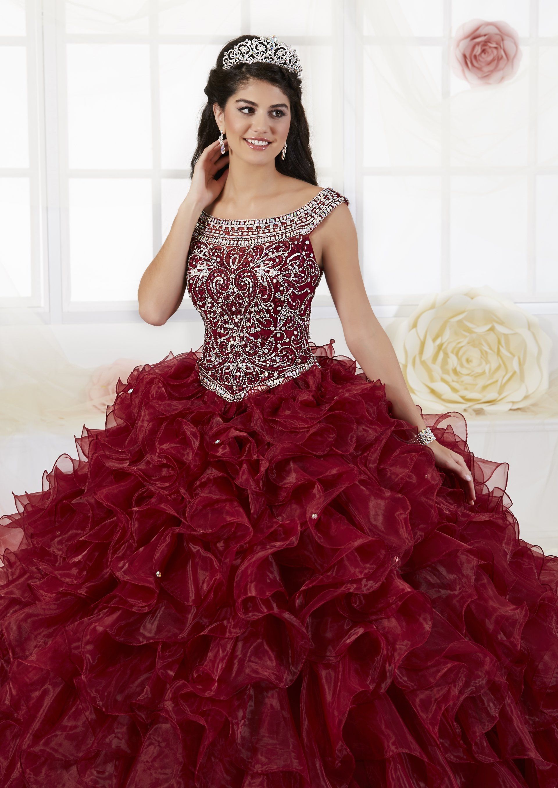 Ruffled Cap Sleeve Quinceanera Dress by House of Wu 26897