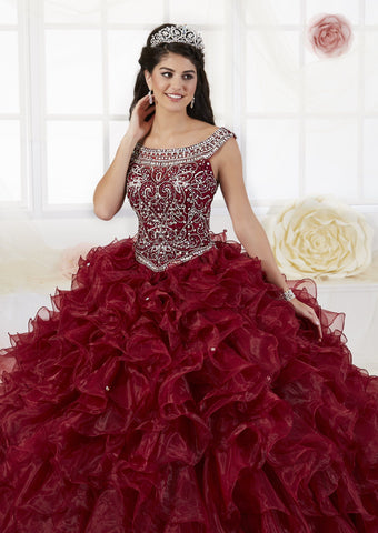 Quinceanera-Kleid mit Rüschen und Flügelärmeln von House of Wu 26897