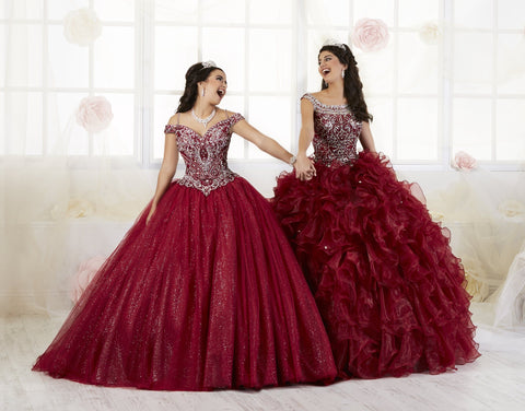 Quinceanera-Kleid mit Rüschen und Flügelärmeln von House of Wu 26897