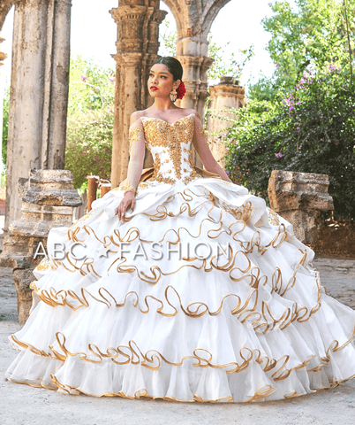 Gerüschtes Charro Quinceanera-Kleid von Ragazza M29-129