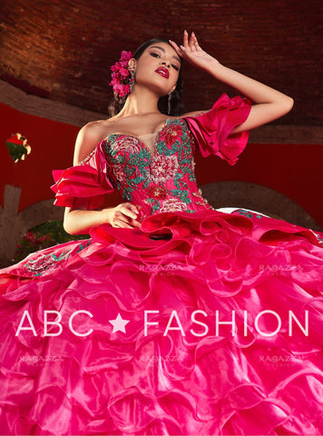 Charro Quinceanera-Kleid mit Rüschen und Blumenmuster von Ragazza M44-144