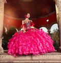 Charro Quinceanera-Kleid mit Rüschen und Blumenmuster von Ragazza M44-144