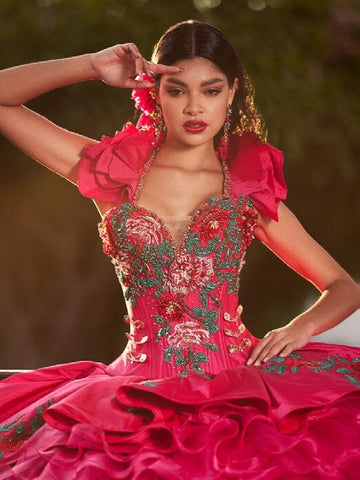 Charro Quinceanera-Kleid mit Rüschen und Blumenmuster von Ragazza M44-144