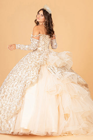 Ballkleid mit Rüschen und Blumendruck von Elizabeth K GL3072