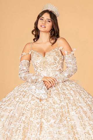 Ballkleid mit Rüschen und Blumendruck von Elizabeth K GL3072