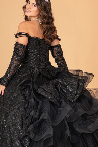 Ballkleid mit Rüschen und Blumendruck von Elizabeth K GL3072