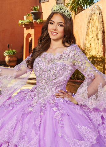 Vestido de quinceanera com folhos e renda da Alta Couture MQ3088