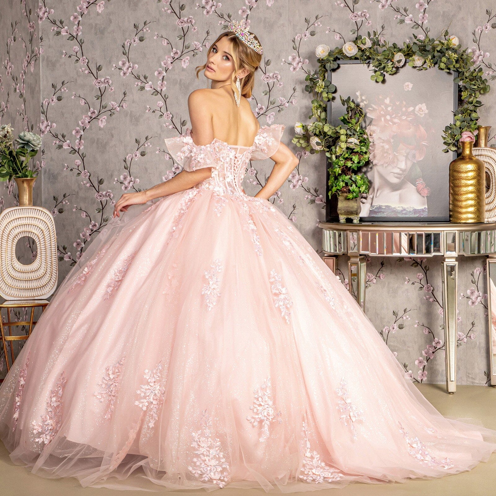 Ruffled Off Shoulder Corset Ball Gown by GLS Gloria GL3475