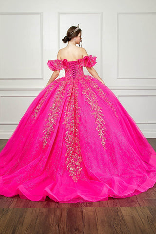 Schulterfreies Korsett-Ballkleid mit Rüschen von Petite Adele PQ1042