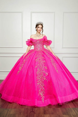 Schulterfreies Korsett-Ballkleid mit Rüschen von Petite Adele PQ1042