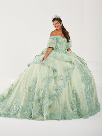 Quinceanera-Kleid mit Rüschen und freier Schulter von Fiesta Gowns 56492