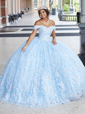 Schulterfreies Quinceanera-Kleid mit Rüschen von House of Wu 26045