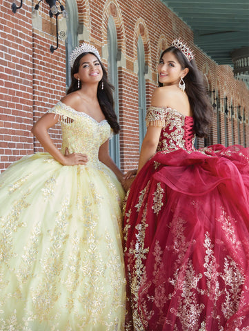 Schulterfreies Quinceanera-Kleid mit Rüschen von House of Wu 26045