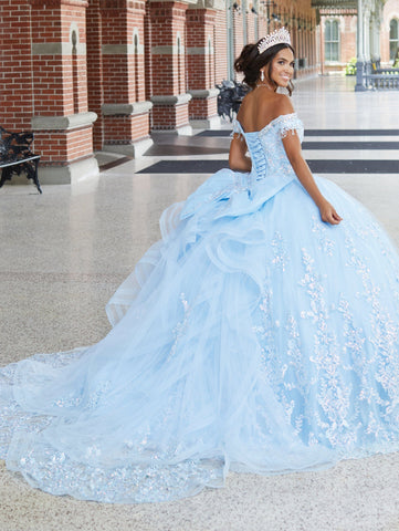 Schulterfreies Quinceanera-Kleid mit Rüschen von House of Wu 26045