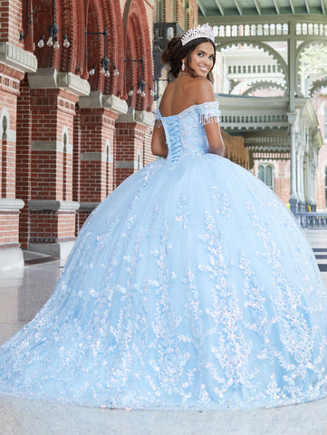 Schulterfreies Quinceanera-Kleid mit Rüschen von House of Wu 26045